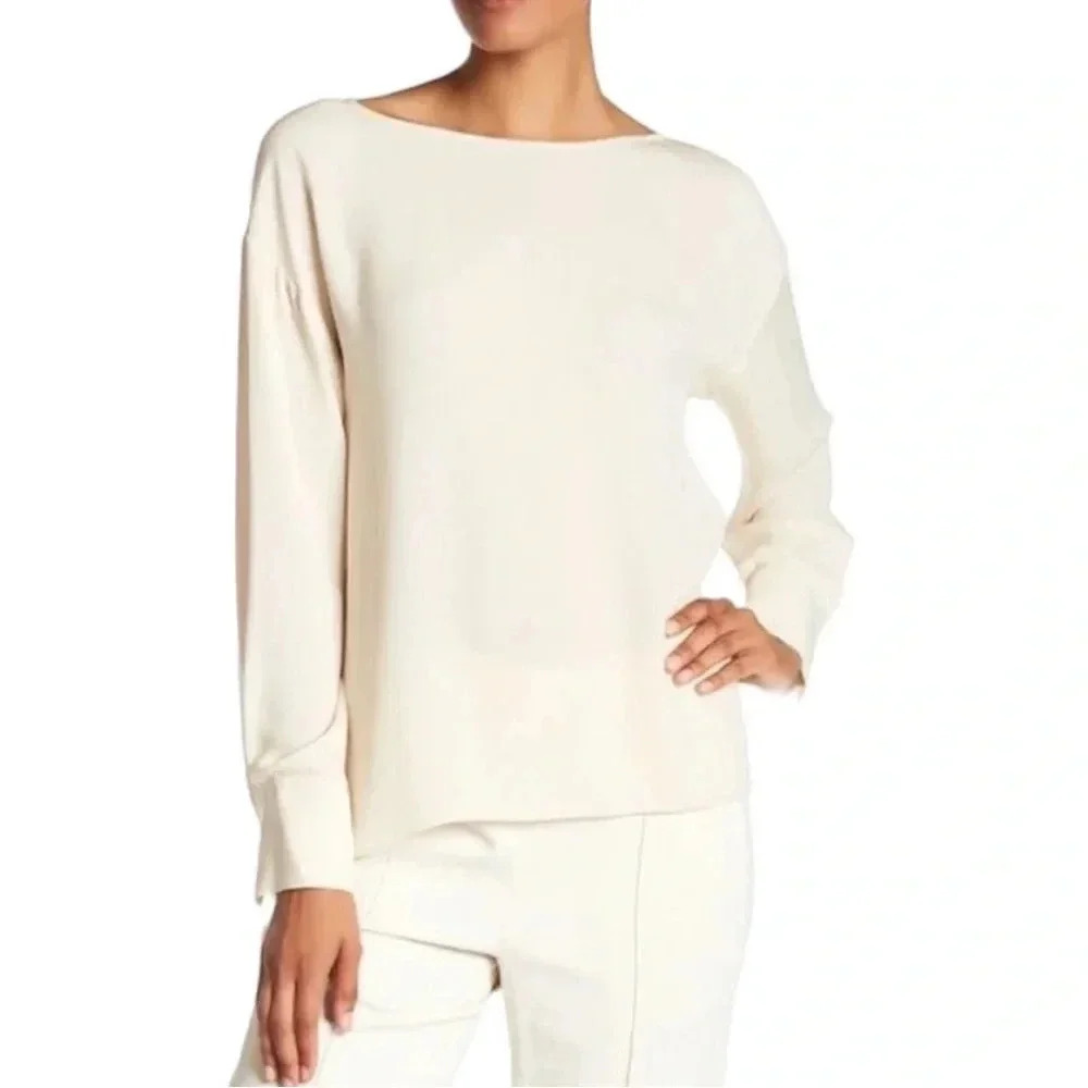 THEORY EUC Jarthstin Classic Georgette Long Sleeve Silk Blouse Top S - Picture 1 of 8